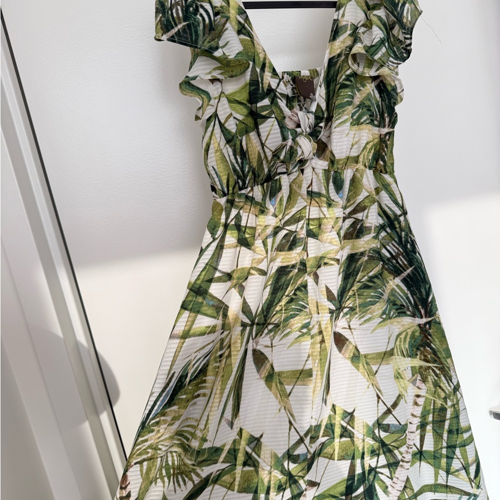 Taylor Green Leaf Print Maxi Dress